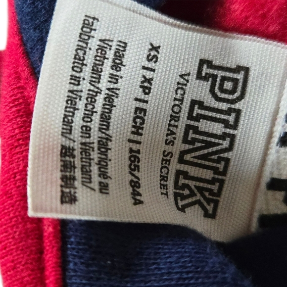 Victoria's Secret PINK Hoodie Sweatshirt Hot Pink Gray Pocket Hooded Top XS - Picture 6 of 6